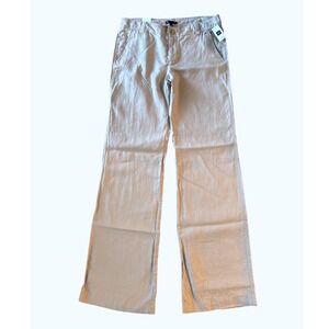 Gap 100% Linen Wide Leg Pants Button Zip Tan Casual Lagenlook Resortwear New 2